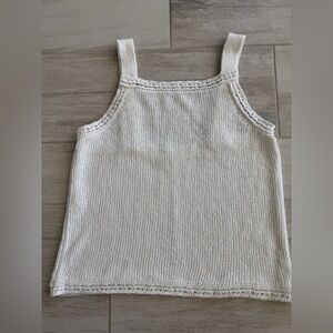 Banana Republic White Cropped Cotton Sweater Tank Size M-L